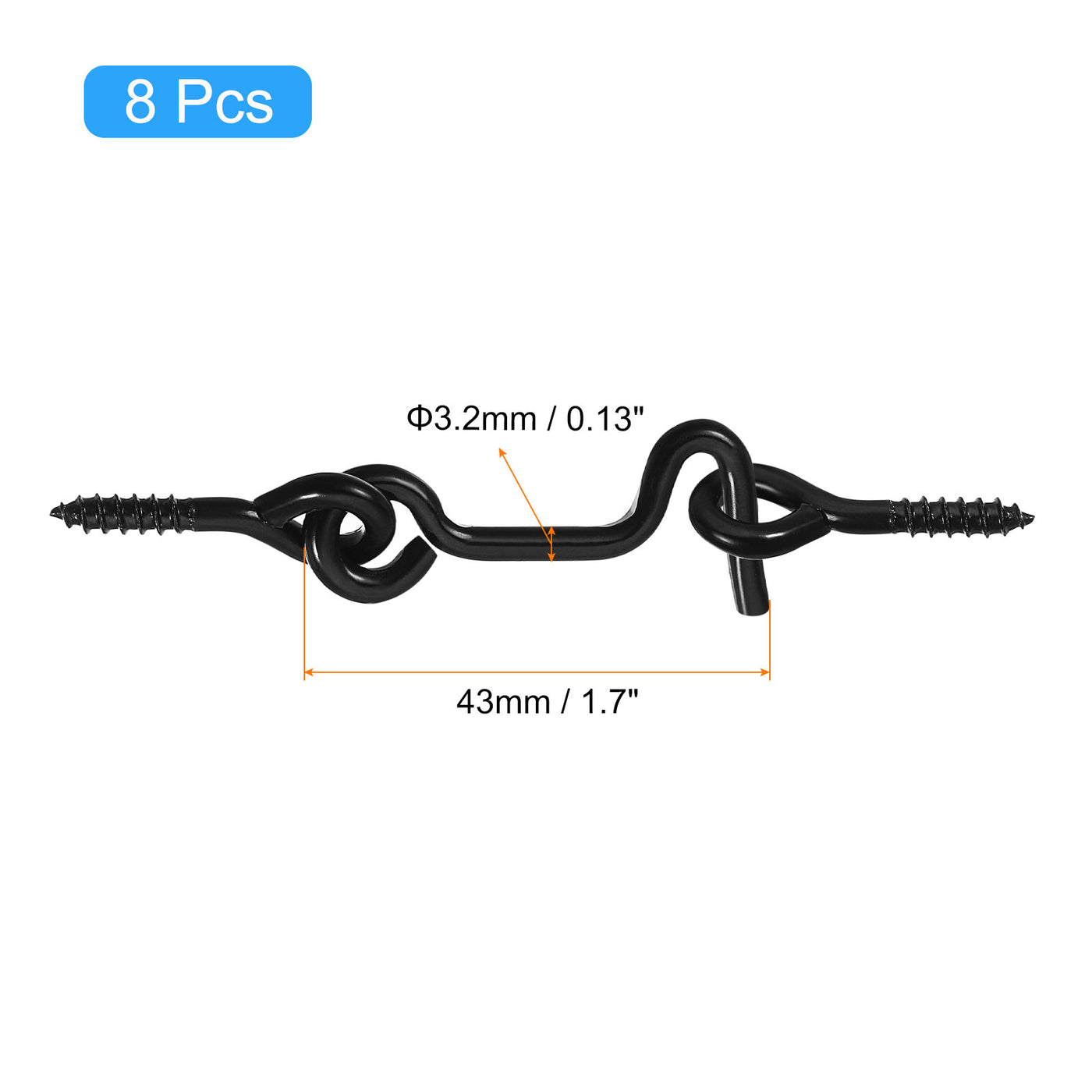 uxcell Uxcell 8Pcs 1.7" Cabin Hook Eye Latch Gate Door Swivel for Wood Window Door Hook