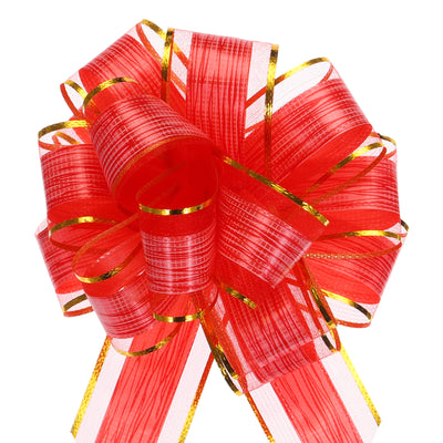 Harfington 5pcs 7 Inch Large Pull Bow Gift Wrapping Bows Ribbon Organza Bows Red for Wedding Baskets Presents Christmas Party