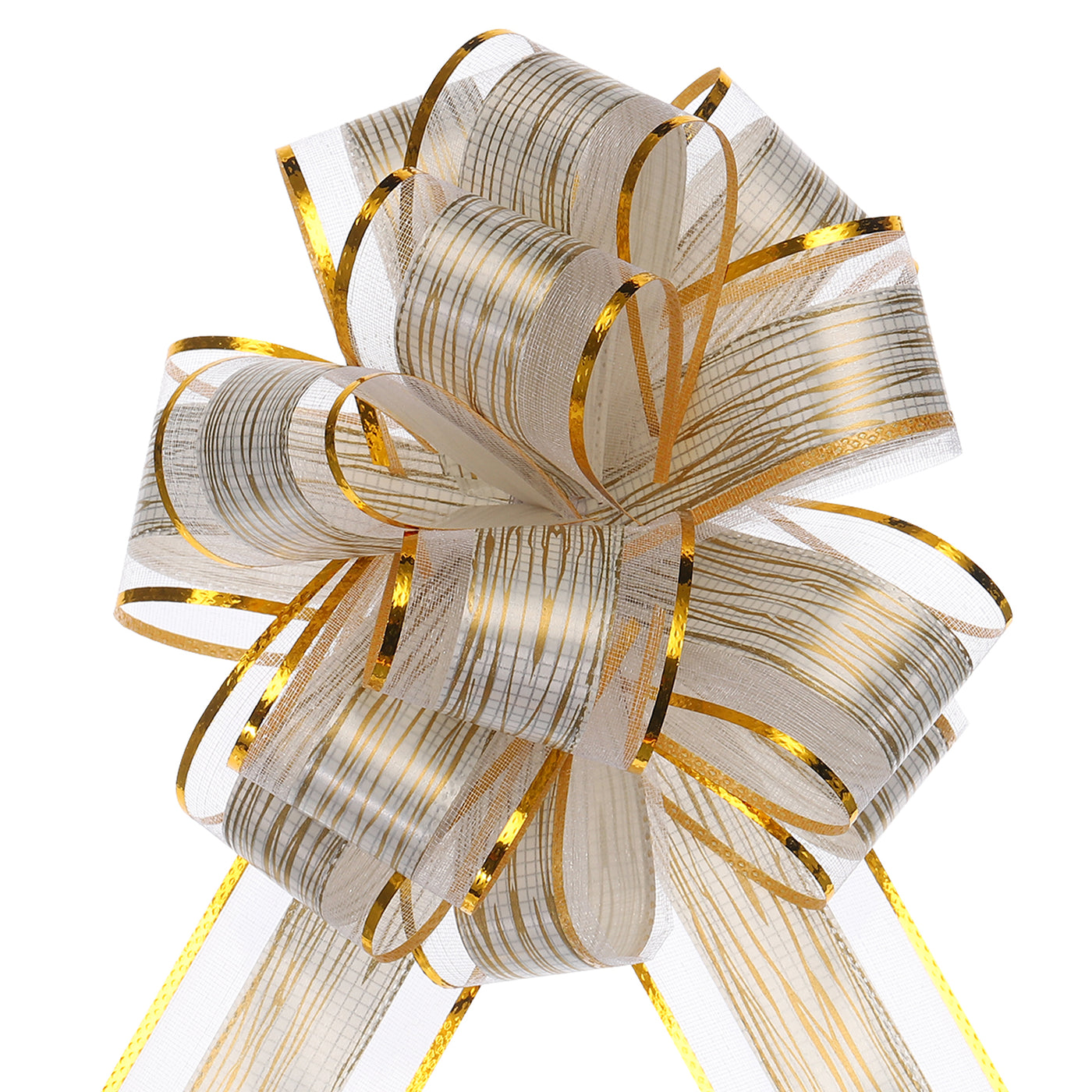 Harfington 5pcs 7 Inch Large Pull Bow Gift Wrapping Bows Ribbon Organza Bows White for Wedding Baskets Presents Christmas Party