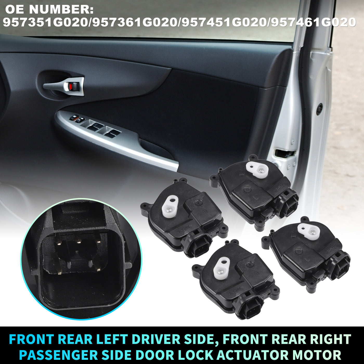 X AUTOHAUX Replacement Front Rear Left Right Side Power Door Lock Actuator Motor for Kia Rio 2006-2011 For Hyundai Accent 2007-2011 Door Latch Actuator Assembly No.957351G020 Black 2 Pair