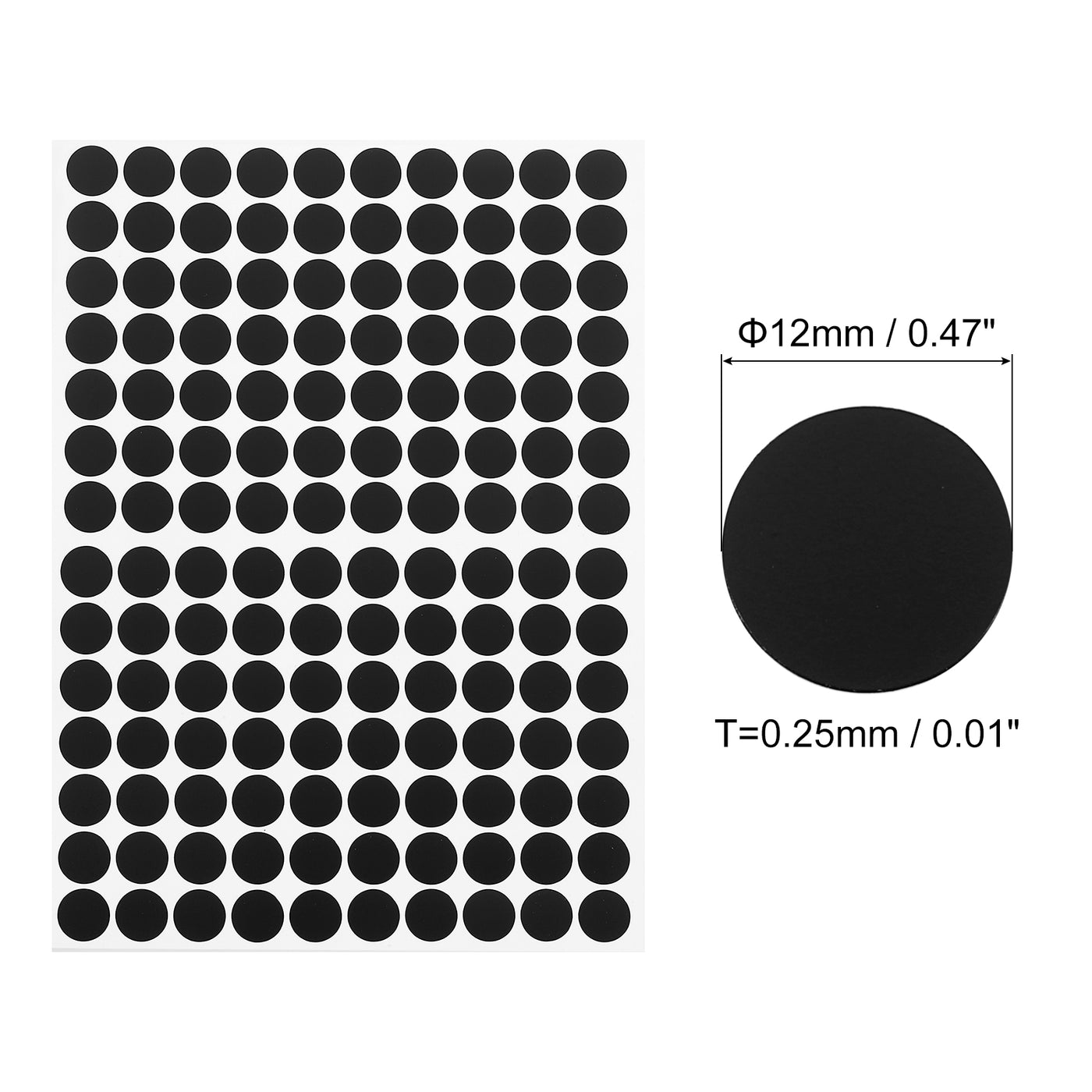 uxcell Uxcell 5 Sheets/700Pcs Screw Hole Stickers, 12mm Black Self-Adhesive Sticker