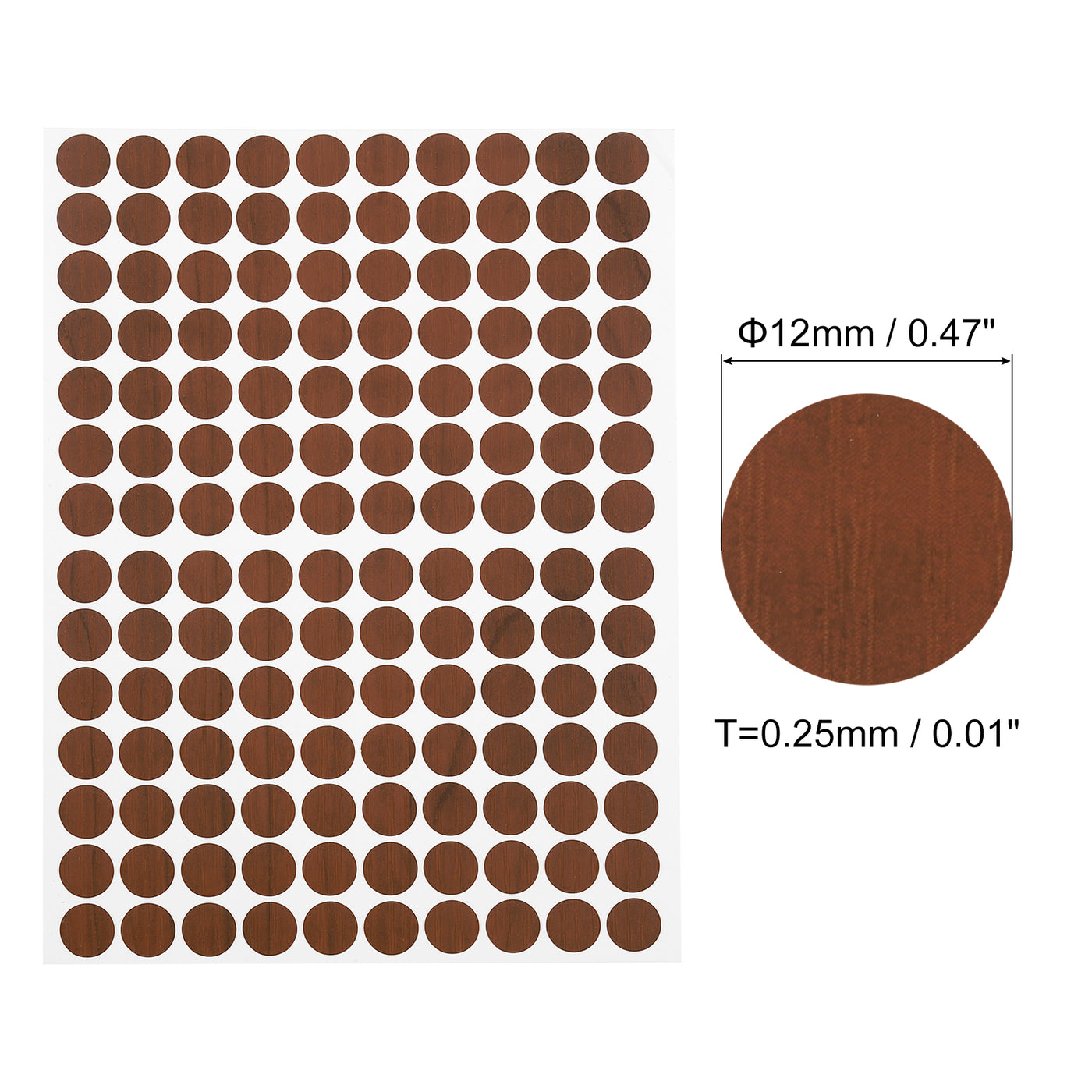 uxcell Uxcell 5 Sheets/700Pcs Screw Hole Stickers, 12mm Brown Self-Adhesive Sticker