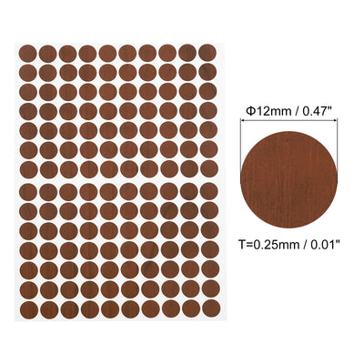 Harfington Uxcell 5 Sheets/700Pcs Screw Hole Stickers, 12mm Brown Self-Adhesive Sticker