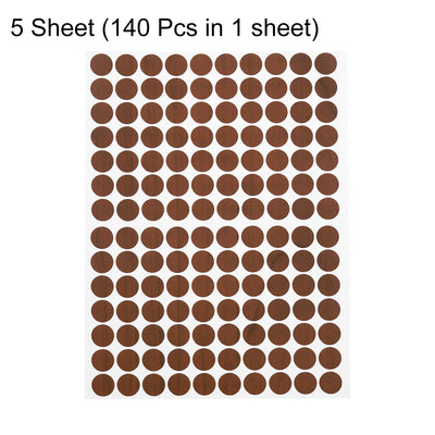 Harfington Uxcell 5 Sheets/700Pcs Screw Hole Stickers, 12mm Brown Self-Adhesive Sticker