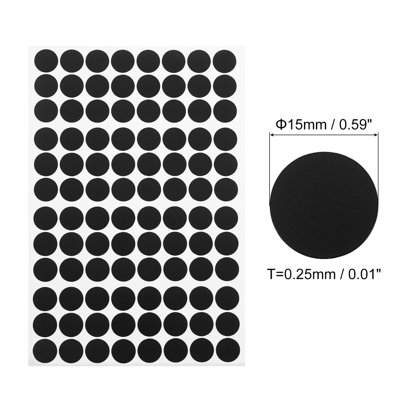 uxcell Uxcell 5 Sheets/480Pcs Screw Hole Stickers, 15mm Black Self-Adhesive Sticker