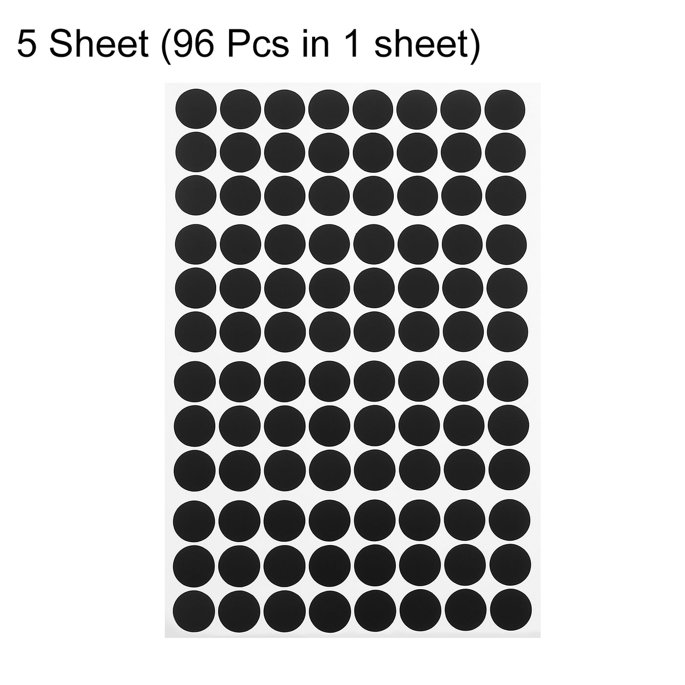 uxcell Uxcell 5 Sheets/480Pcs Screw Hole Stickers, 15mm Black Self-Adhesive Sticker