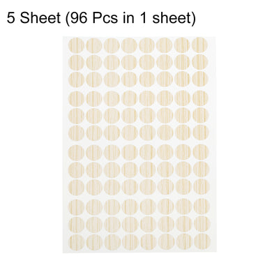 Harfington Uxcell 5 Sheets/480Pcs Screw Hole Stickers, 15mm Light Khaki Self-Adhesive Sticker