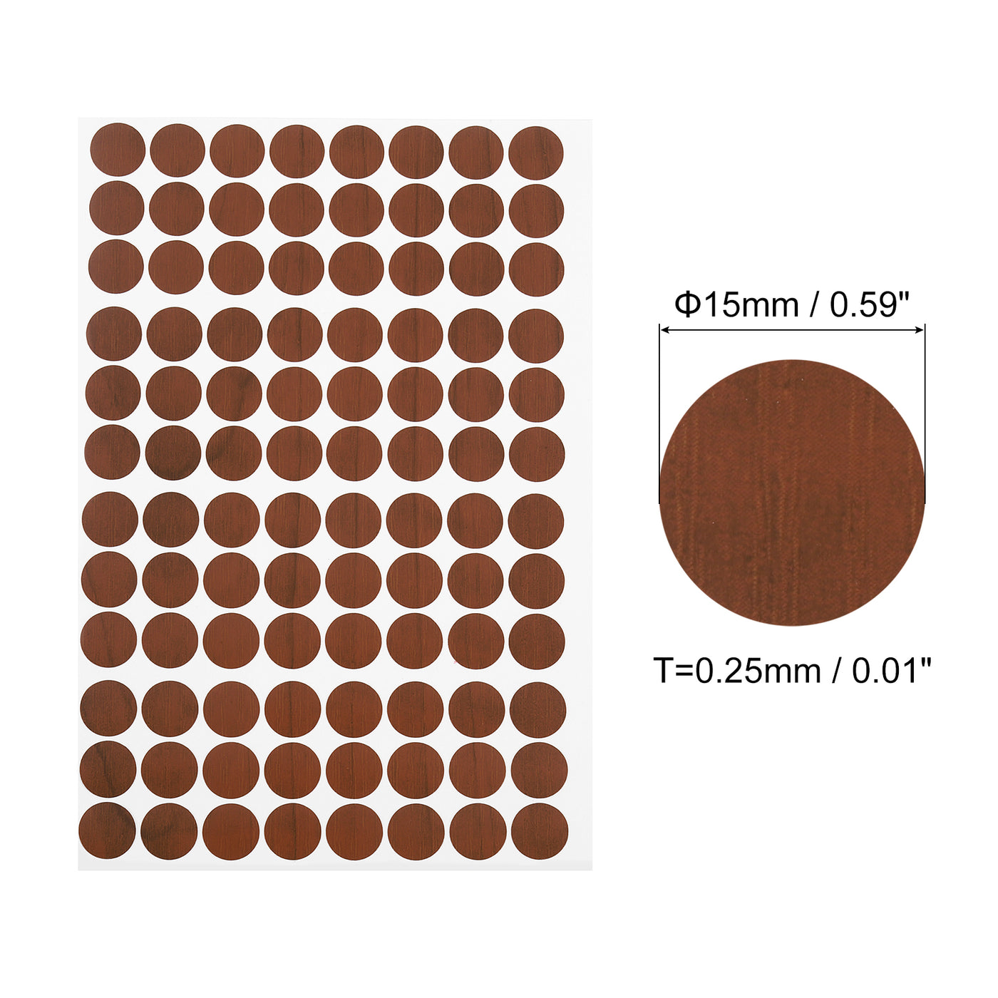 uxcell Uxcell 5 Sheets/480Pcs Screw Hole Stickers, 15mm Brown Self-Adhesive Sticker