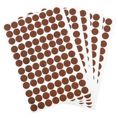 Harfington Uxcell 5 Sheets/480Pcs Screw Hole Stickers, 15mm Brown Self-Adhesive Sticker