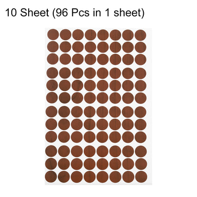 Harfington Uxcell 10 Sheets/960Pcs Screw Hole Stickers, 15mm Brown Self-Adhesive Sticker