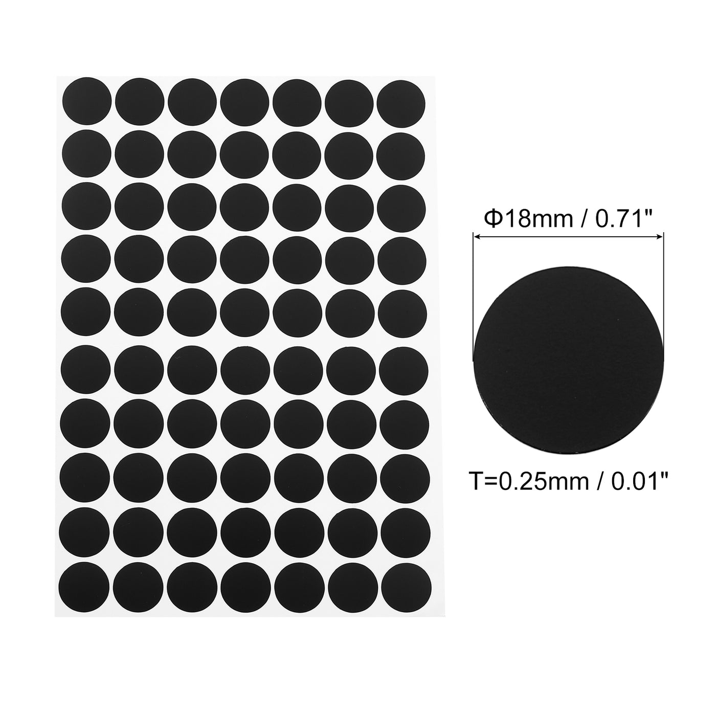 uxcell Uxcell 5 Sheets/350Pcs Screw Hole Stickers, 18mm Black Self-Adhesive Sticker