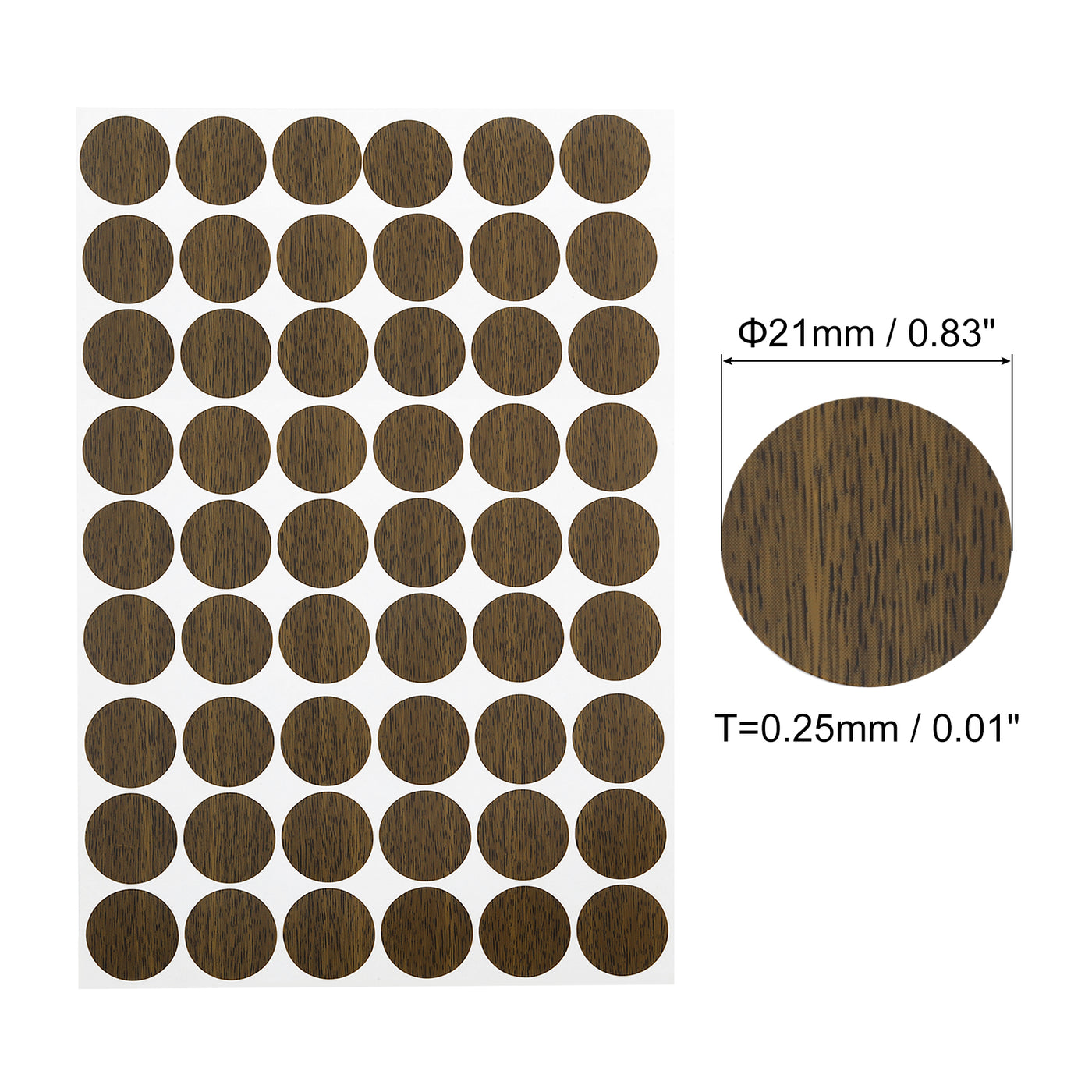 uxcell Uxcell 2 Sheets/108Pcs Screw Hole Stickers, 21mm Dark Brown Self-Adhesive Sticker