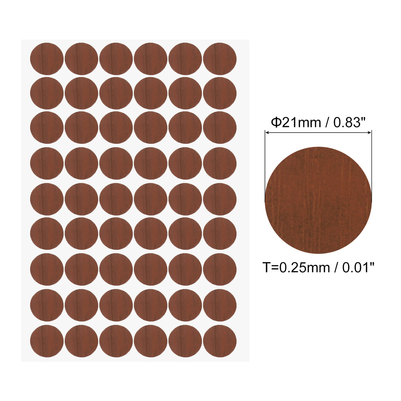 uxcell Uxcell 2 Sheets/108Pcs Screw Hole Stickers, 21mm Brown Self-Adhesive Sticker