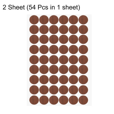 Harfington Uxcell 2 Sheets/108Pcs Screw Hole Stickers, 21mm Brown Self-Adhesive Sticker