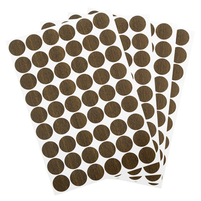 Harfington Uxcell 4 Sheets/216Pcs Screw Hole Stickers, 21mm Dark Brown Self-Adhesive Sticker