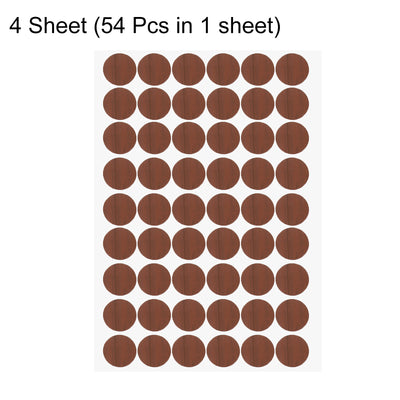 Harfington Uxcell 4 Sheets/216Pcs Screw Hole Stickers, 21mm Brown Self-Adhesive Sticker