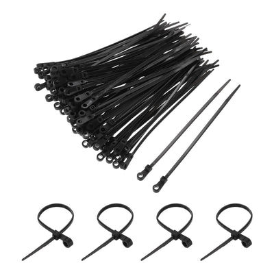 Harfington 500Pcs 6 Inch 40 Lbs Mounting Head Cable Zip Ties with Screw Hole Self-Locking Nylon Cable Tie 0.14" Wraps for Cord Management, Black