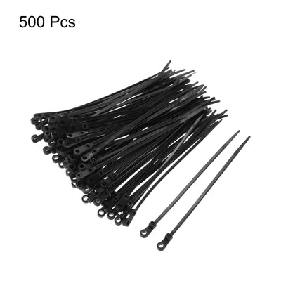 Harfington 500Pcs 8 Inch 40 Lbs Mounting Head Cable Zip Ties with Screw Hole Self-Locking Nylon Cable Tie 0.14" Wraps for Cord Management, Black