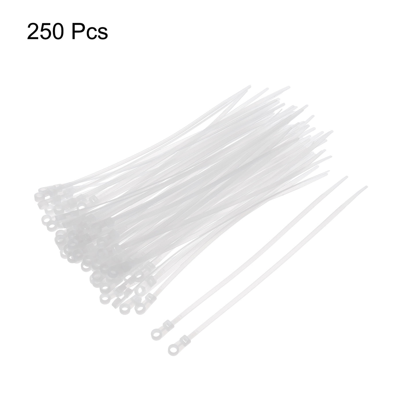 Harfington 250Pcs 9 Inch 44 Lbs Mounting Head Cable Zip Ties with Screw Hole Self-Locking Nylon Cable Tie 0.17" Wraps for Cord Management, White