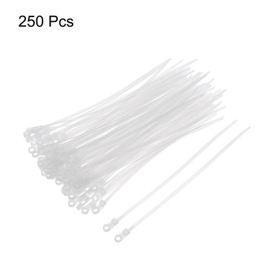 Harfington 250Pcs 9 Inch 44 Lbs Mounting Head Cable Zip Ties with Screw Hole Self-Locking Nylon Cable Tie 0.17" Wraps for Cord Management, White