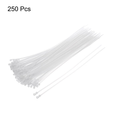 Harfington 250Pcs 12 Inch 48 Lbs Mounting Head Cable Zip Ties with Screw Hole Self-Locking Nylon Cable Tie 3/16" Wraps for Cord Management, White