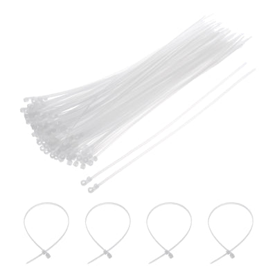 Harfington 250Pcs 12 Inch 48 Lbs Mounting Head Cable Zip Ties with Screw Hole Self-Locking Nylon Cable Tie 3/16" Wraps for Cord Management, White