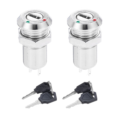 Harfington Uxcell 2Pcs 11.5mm 2 Positions NO NC Electric Key Lock Push Button Switch  S1203