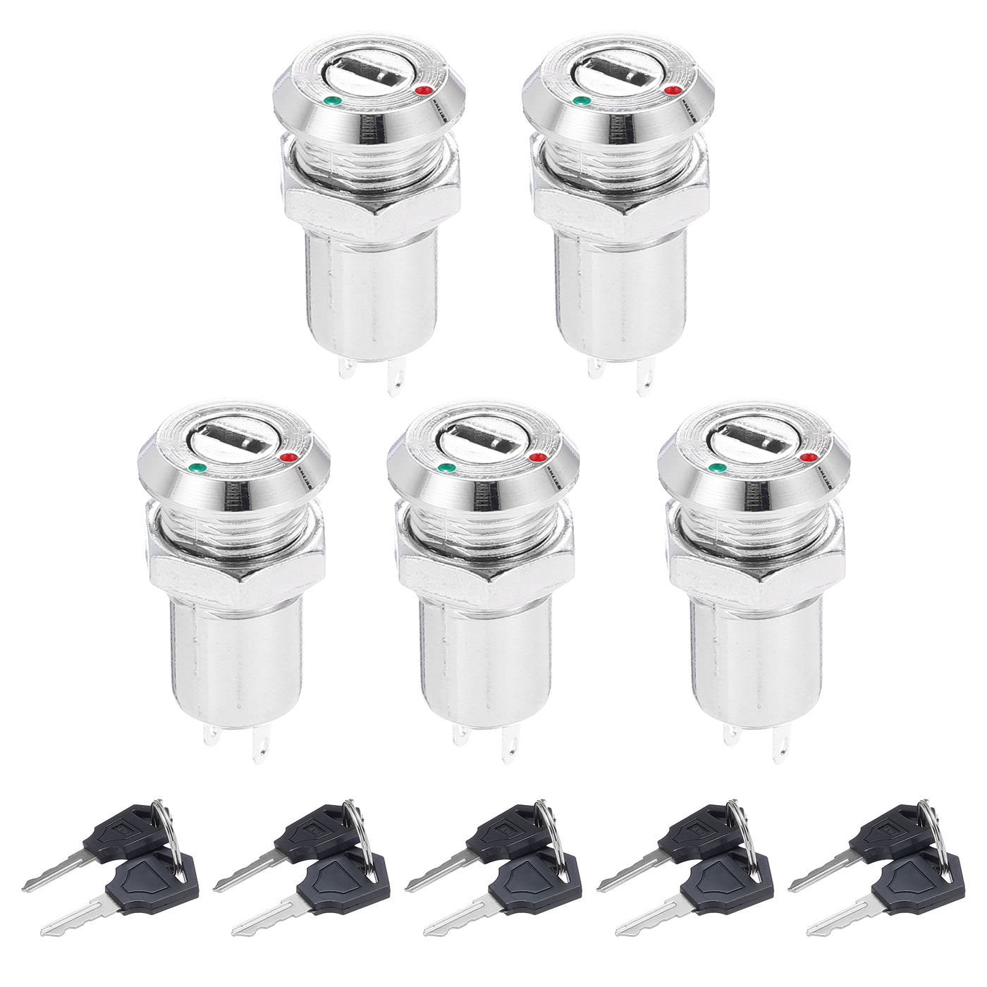 uxcell Uxcell 5Pcs 11.5mm 2 Positions NO NC Electric Key Lock Push Button Switch  S1203