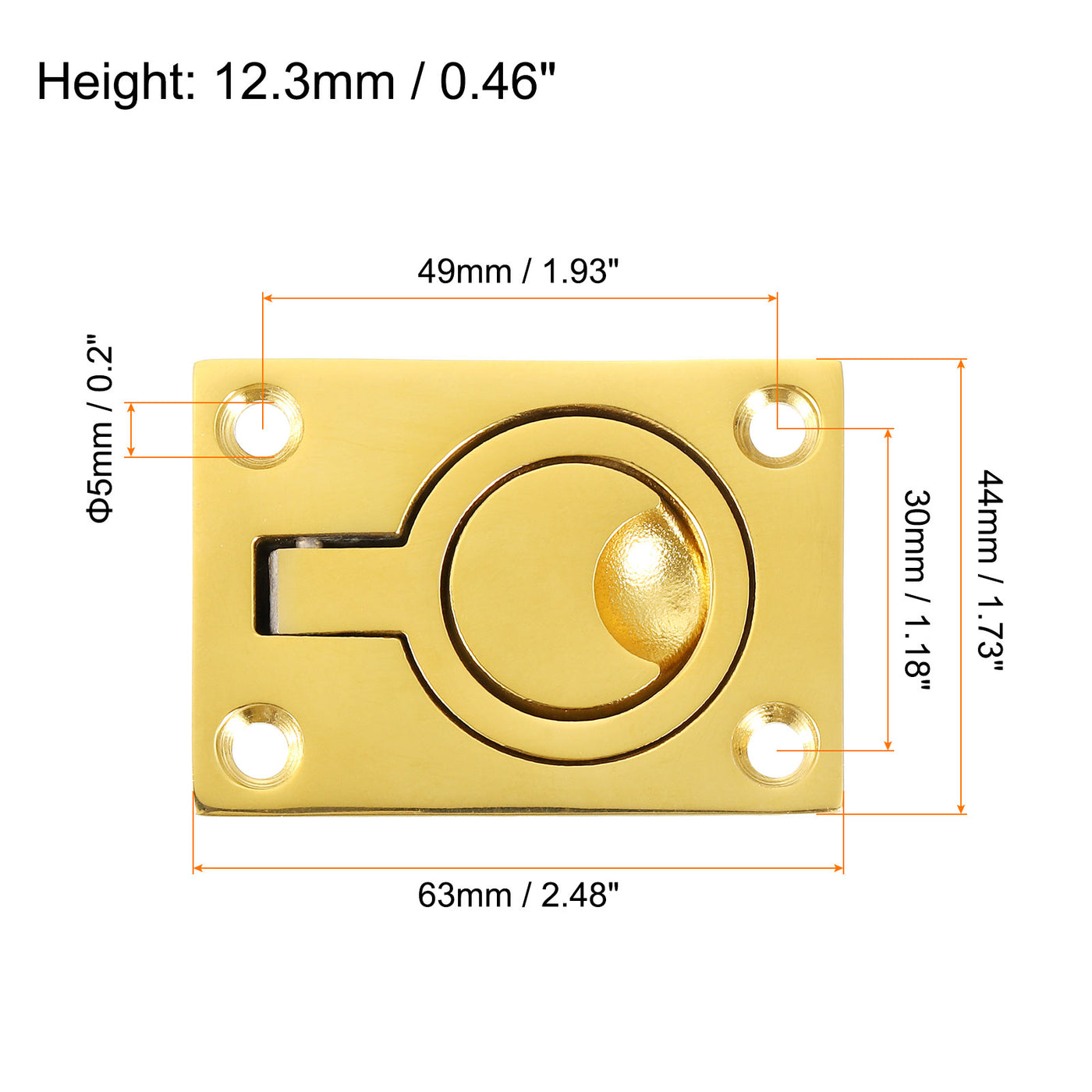 uxcell Uxcell Flush Ring Pull, 2.48"x1.73" Square Recessed Door Pull with Screws, Brass