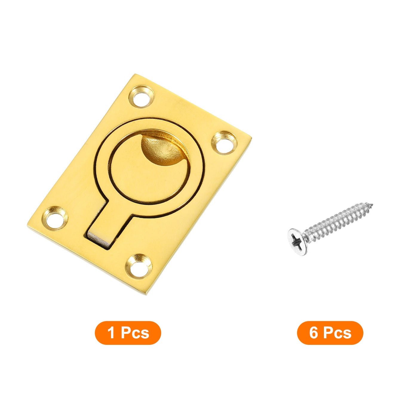 uxcell Uxcell Flush Ring Pull, 2.48"x1.73" Square Recessed Door Pull with Screws, Brass