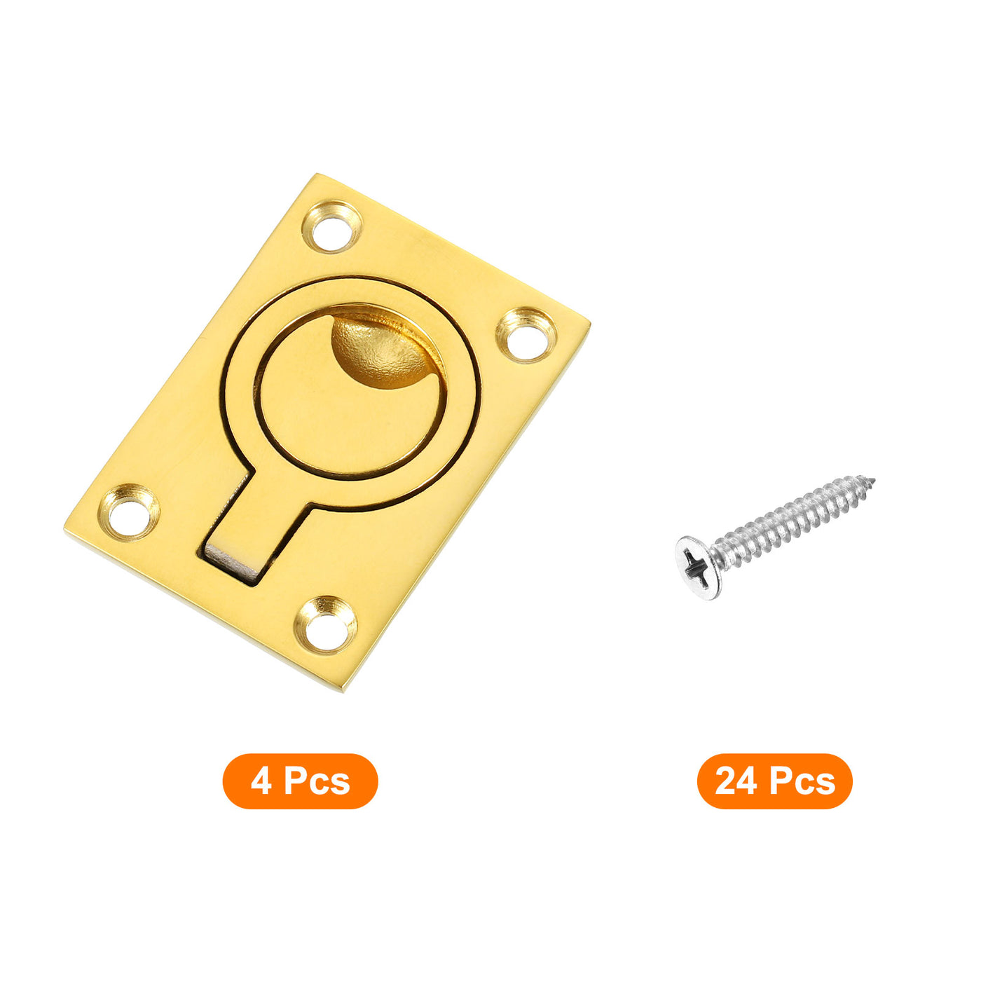 uxcell Uxcell 4Pcs Flush Ring Pull, 2.48"x1.73" Square Recessed Door Pull with Screws, Brass