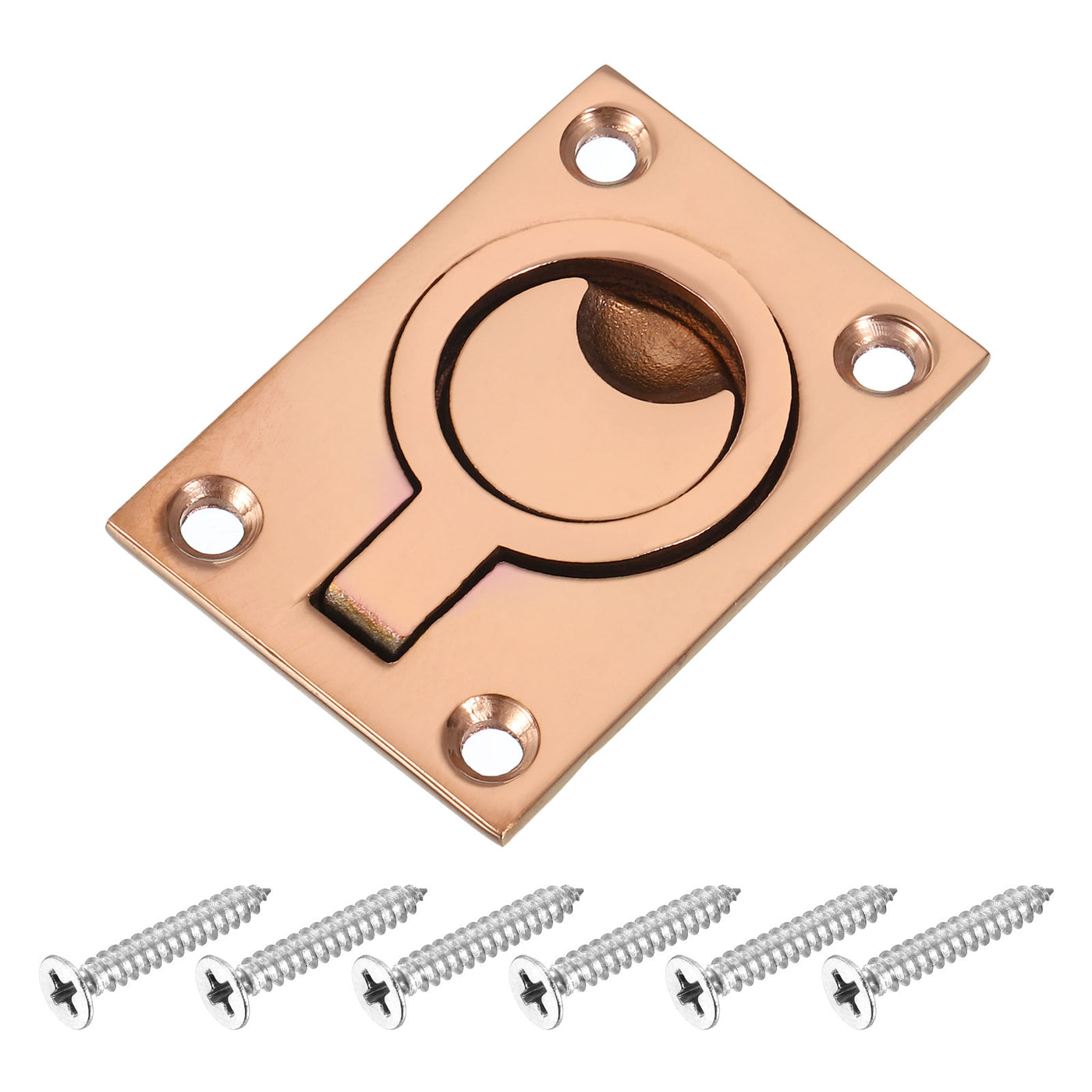 uxcell Uxcell Flush Ring Pull, 2.48"x1.73" Square Recessed Door Pull with Screws, Bronze