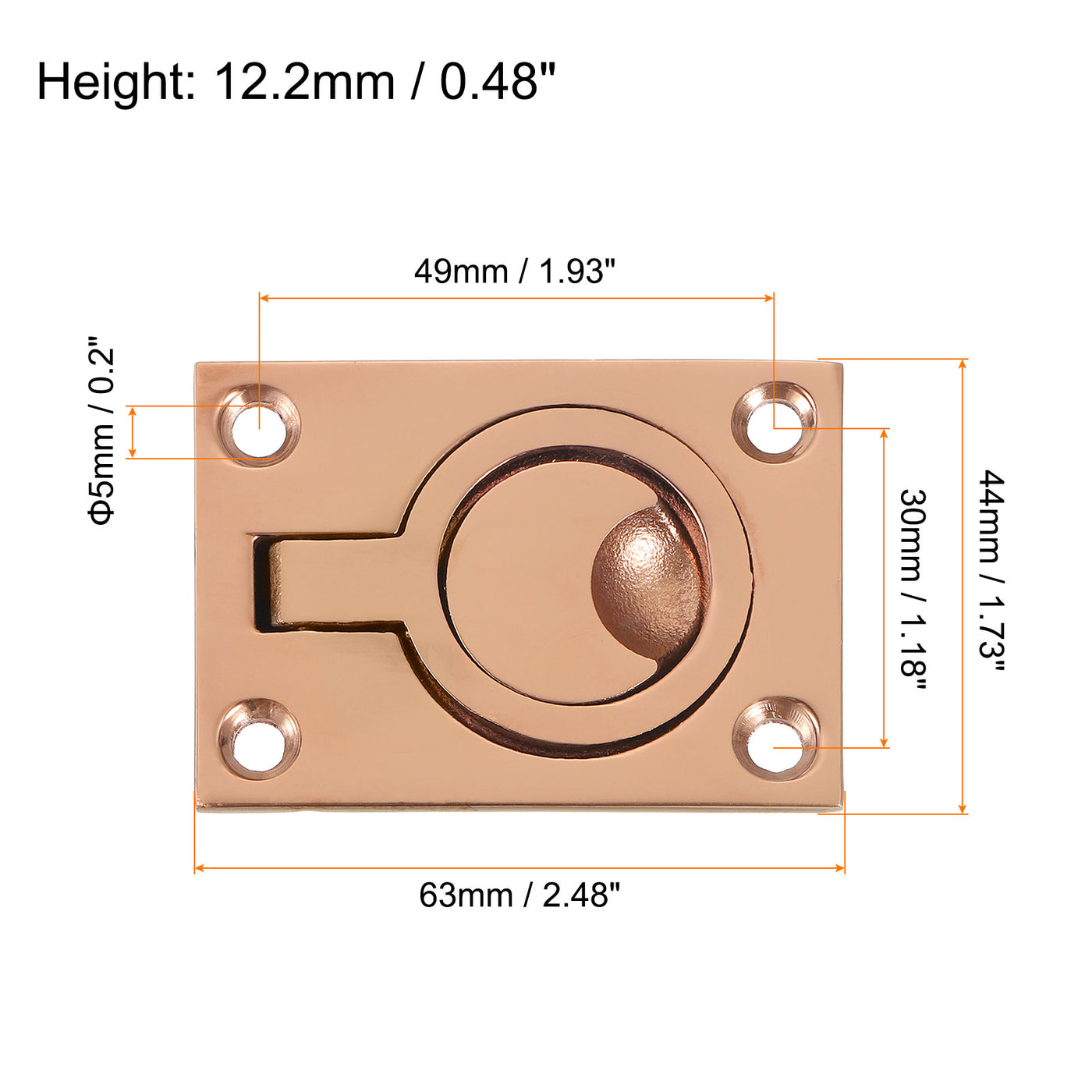 uxcell Uxcell 2Pcs Flush Ring Pull, 2.48"x1.73" Square Recessed Door Pull with Screws, Bronze