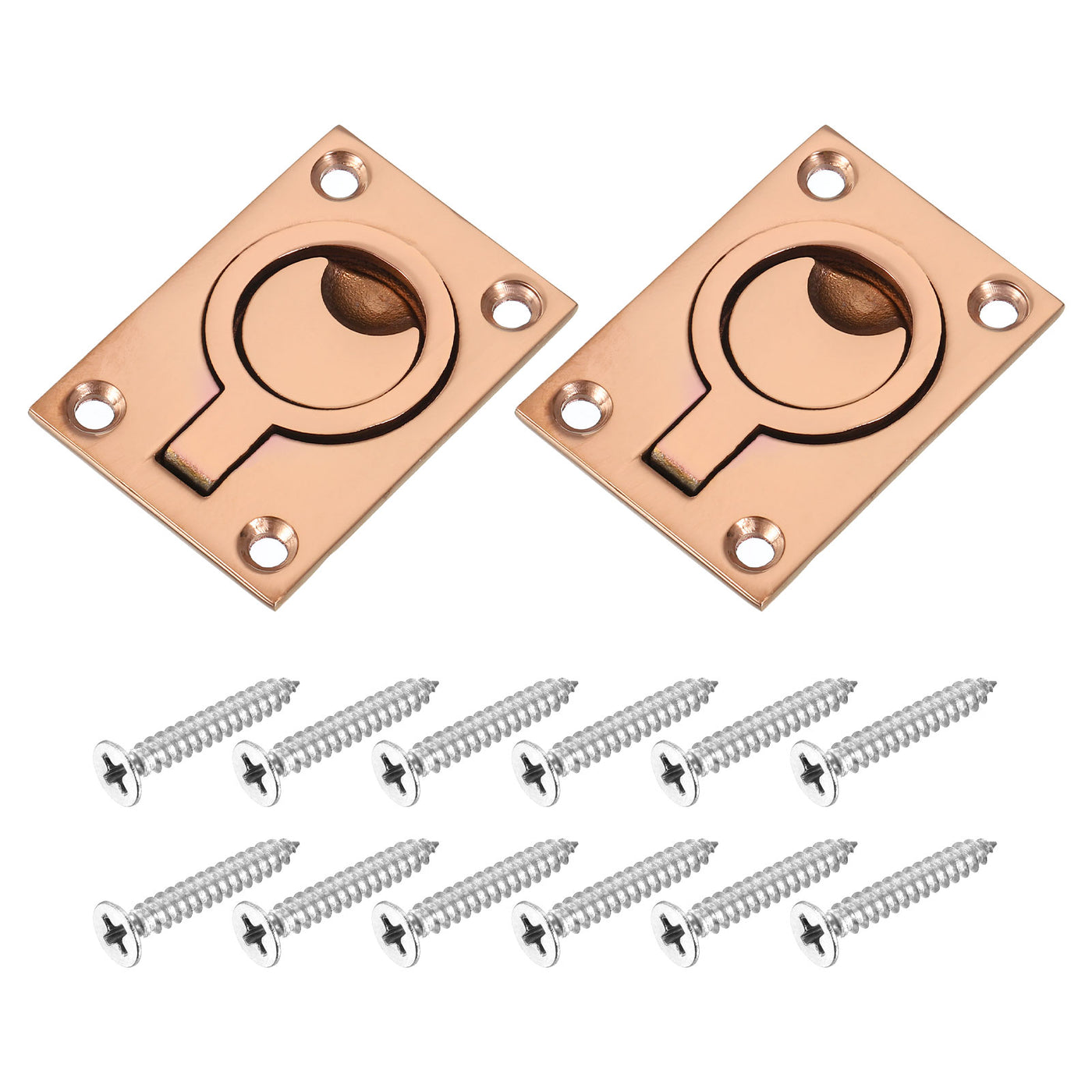 uxcell Uxcell 2Pcs Flush Ring Pull, 2.48"x1.73" Square Recessed Door Pull with Screws, Bronze