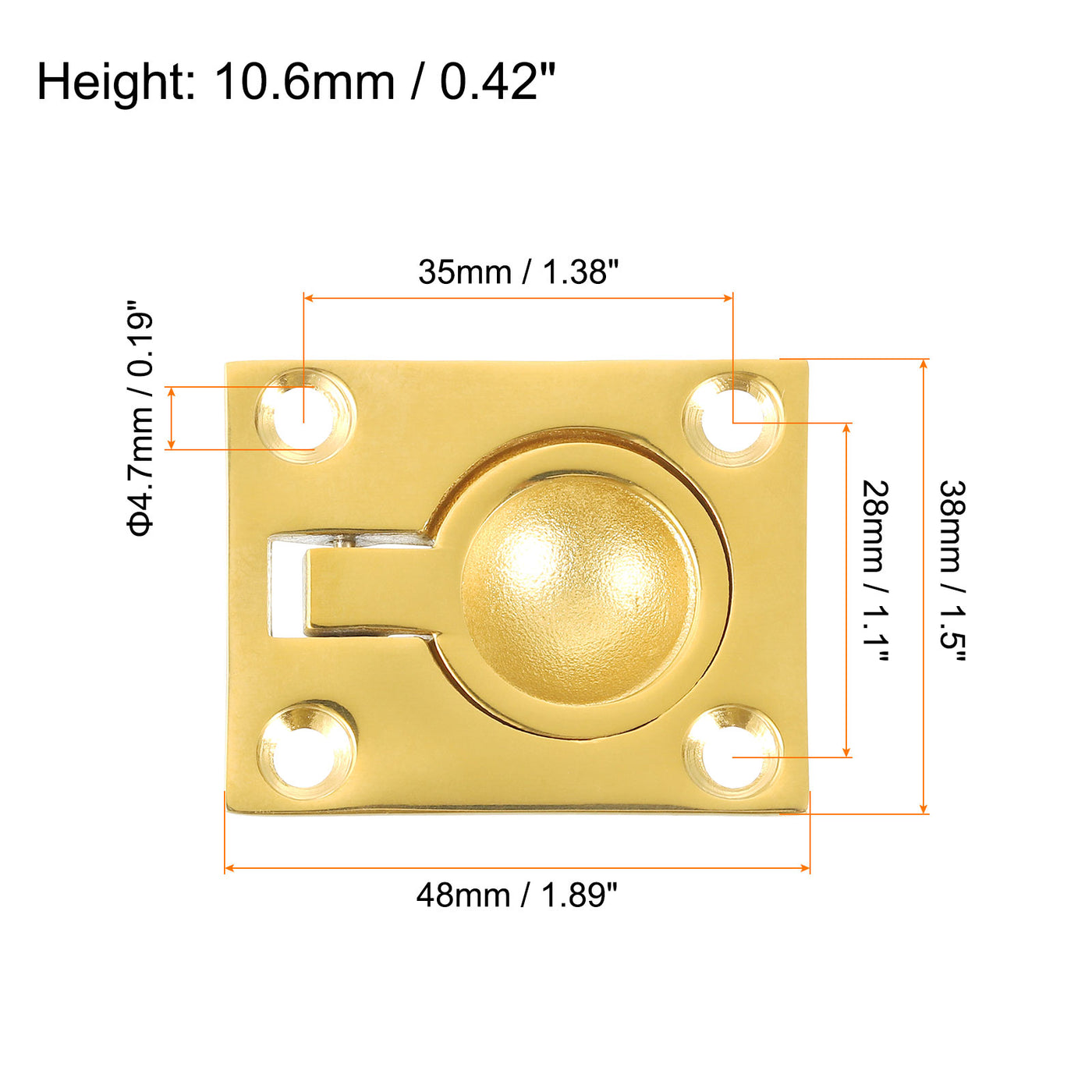 uxcell Uxcell Flush Ring Pull, 1.89"x1.5" Square Recessed Door Pull with Screws, Brass