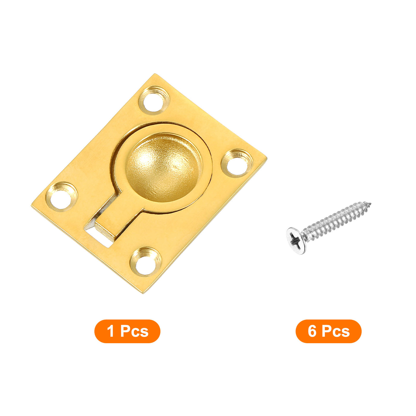 uxcell Uxcell Flush Ring Pull, 1.89"x1.5" Square Recessed Door Pull with Screws, Brass