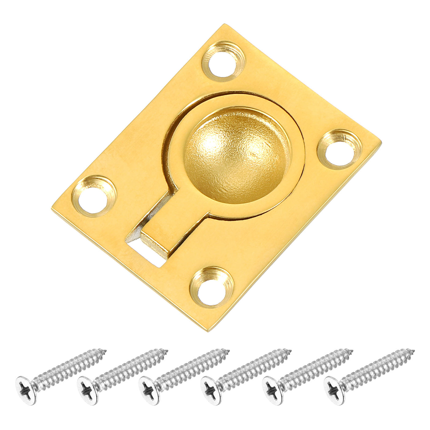 uxcell Uxcell Flush Ring Pull, 1.89"x1.5" Square Recessed Door Pull with Screws, Brass