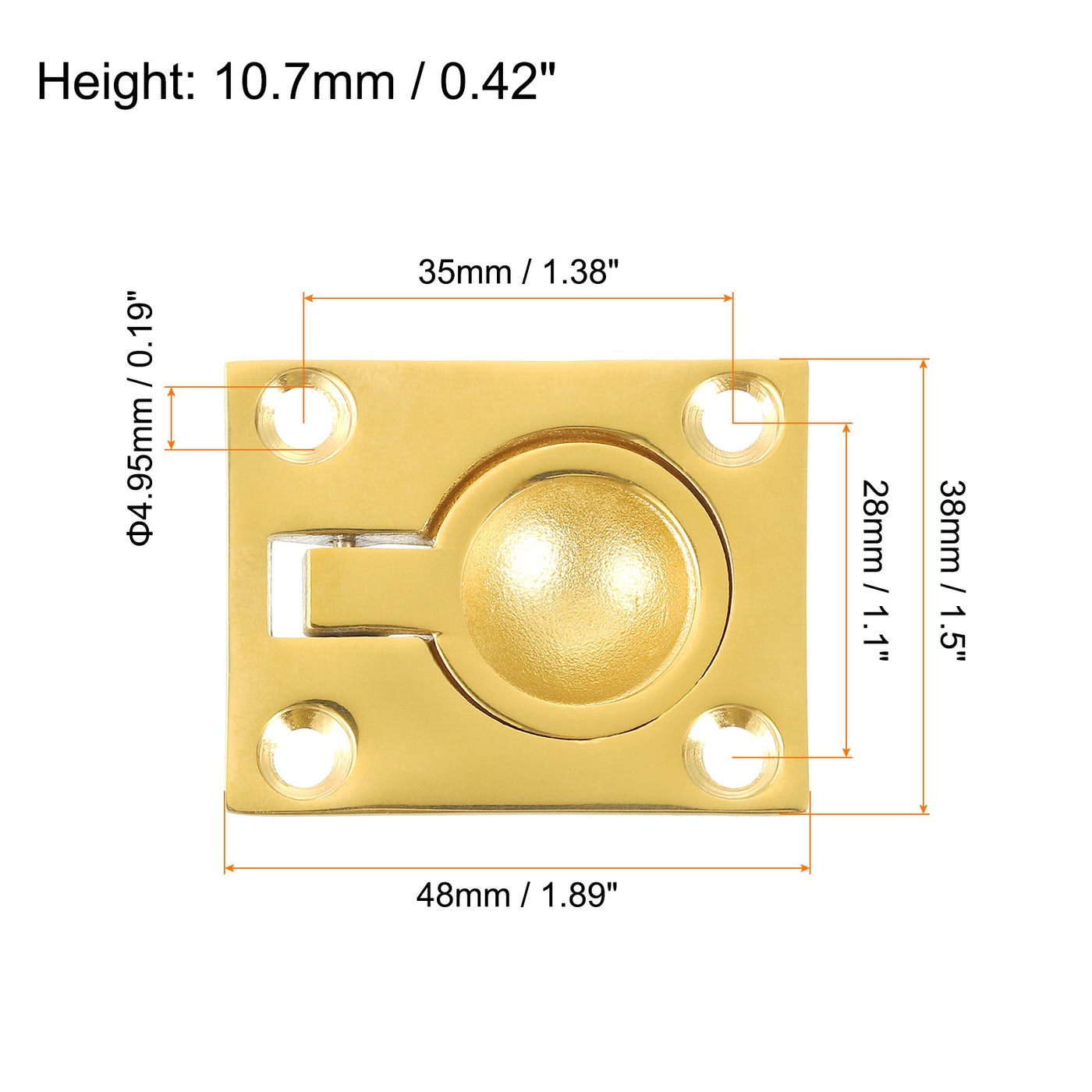 uxcell Uxcell 2Pcs Flush Ring Pull, 1.89"x1.5" Square Recessed Door Pull with Screws, Brass