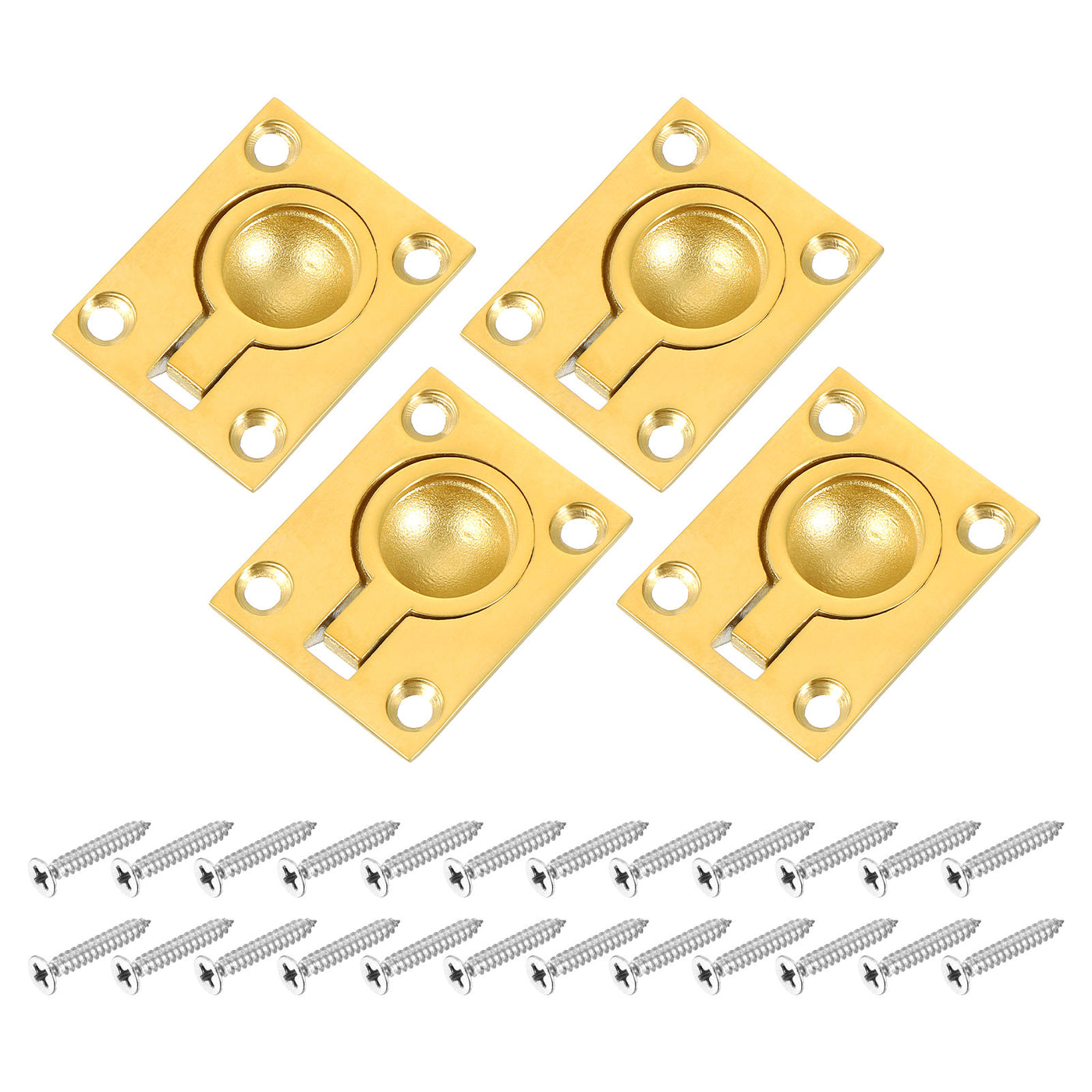 uxcell Uxcell 4Pcs Flush Ring Pull, 1.89"x1.5" Square Recessed Door Pull with Screws, Brass