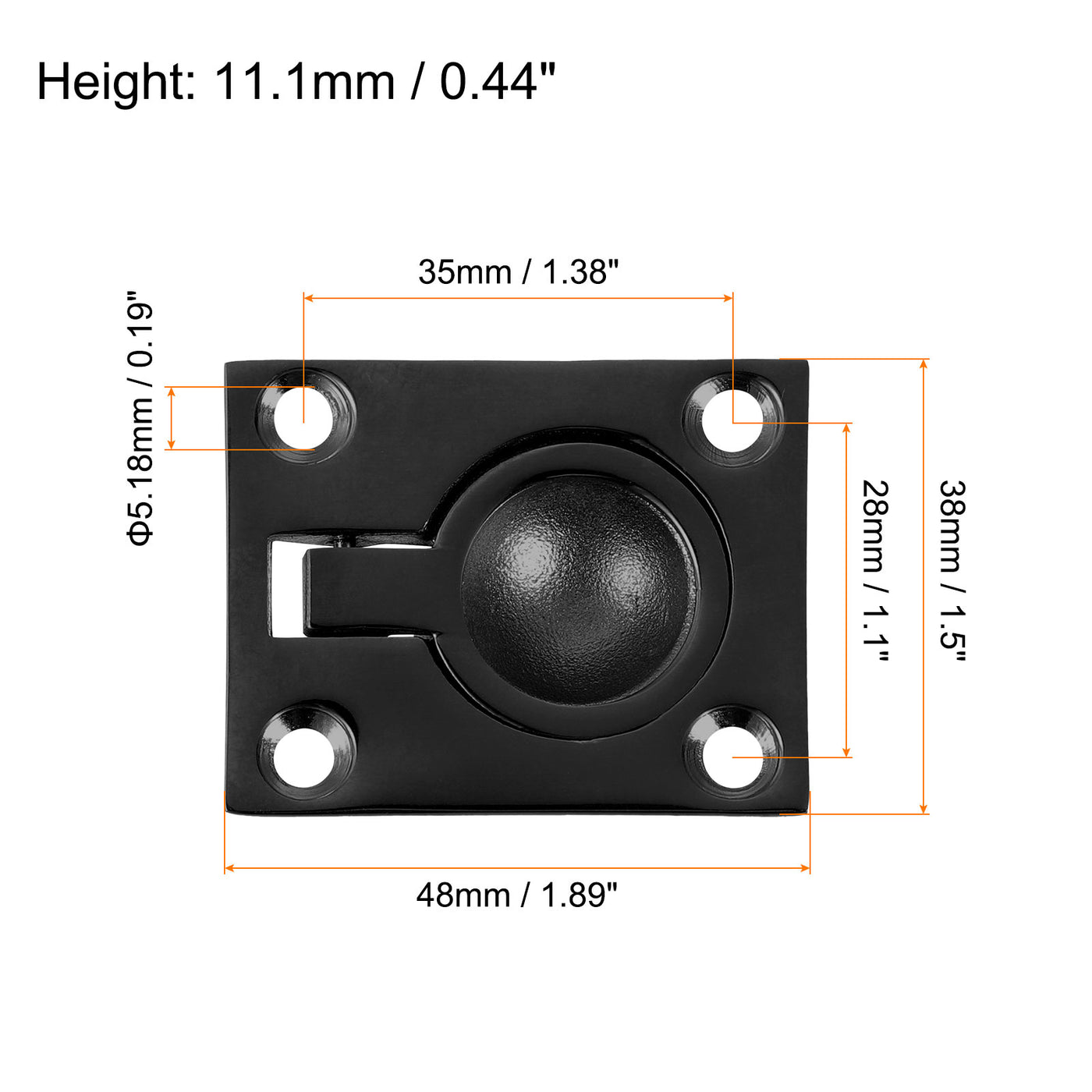 uxcell Uxcell Flush Ring Pull, 1.89"x1.5" Square Recessed Door Pull with Screws, Black