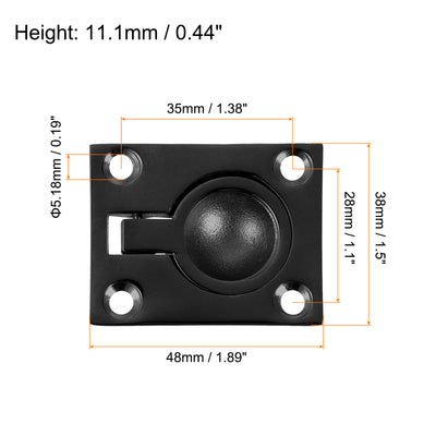 Harfington Uxcell Flush Ring Pull, 1.89"x1.5" Square Recessed Door Pull with Screws, Black