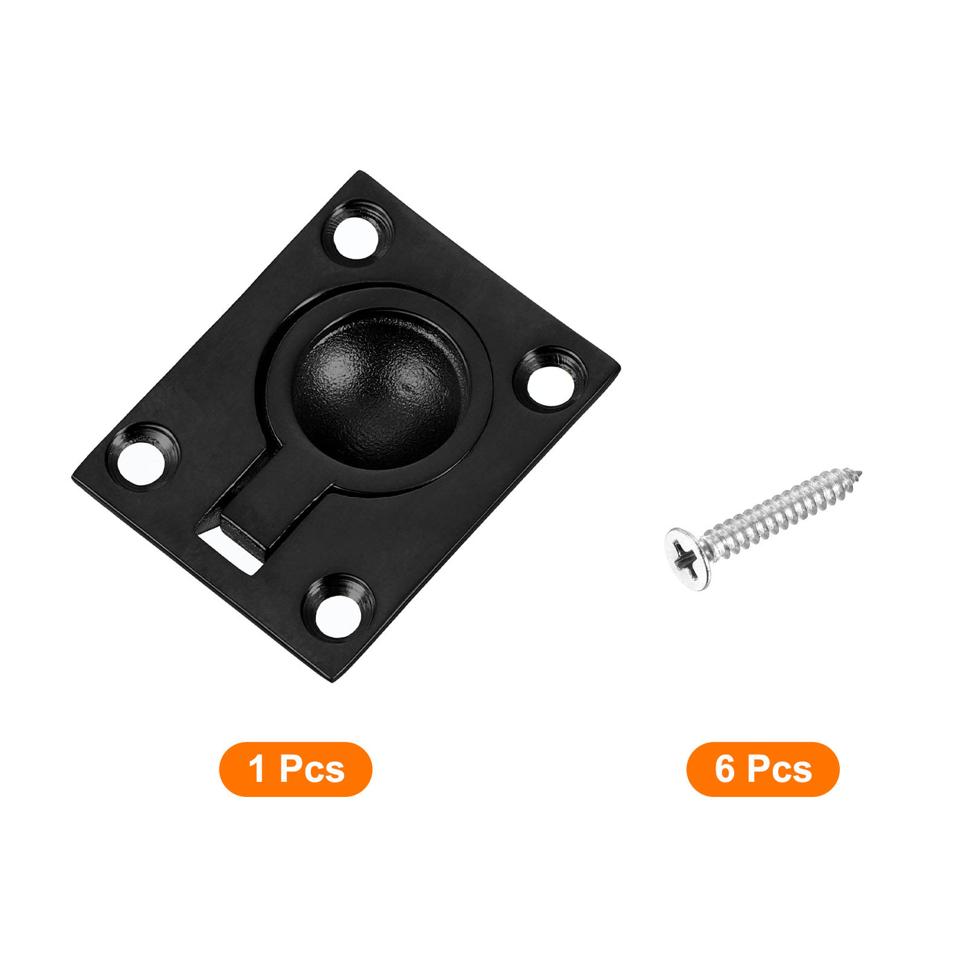 uxcell Uxcell Flush Ring Pull, 1.89"x1.5" Square Recessed Door Pull with Screws, Black