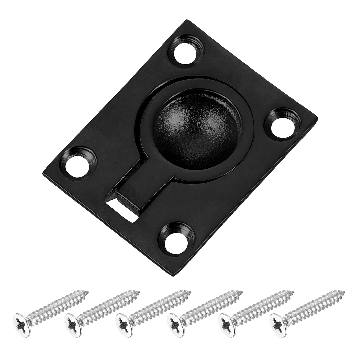 uxcell Uxcell Flush Ring Pull, 1.89"x1.5" Square Recessed Door Pull with Screws, Black