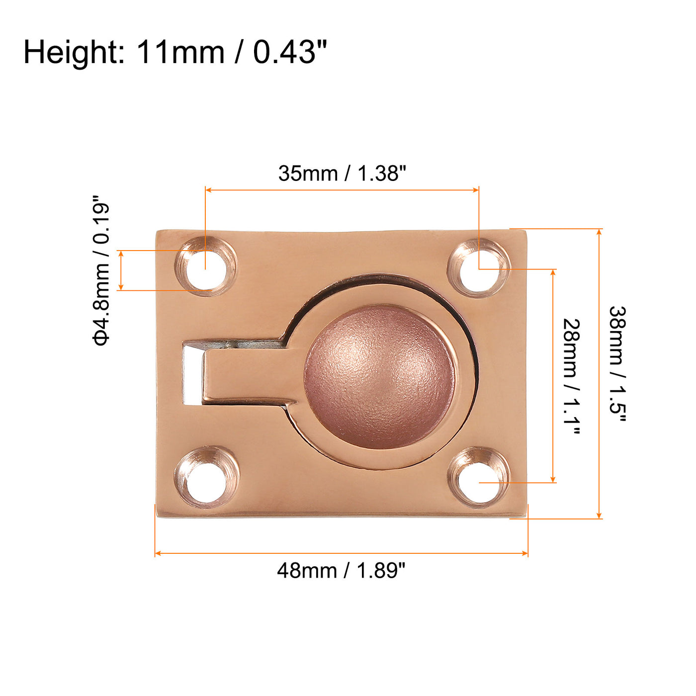 uxcell Uxcell Flush Ring Pull, 1.89"x1.5" Square Recessed Door Pull with Screws, Bronze