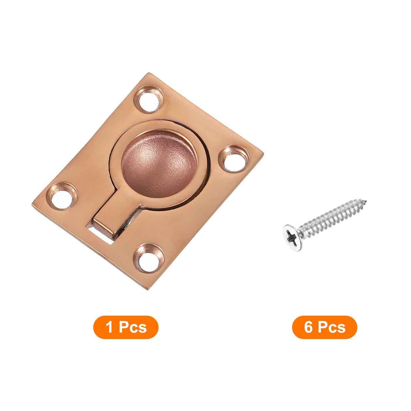 uxcell Uxcell Flush Ring Pull, 1.89"x1.5" Square Recessed Door Pull with Screws, Bronze