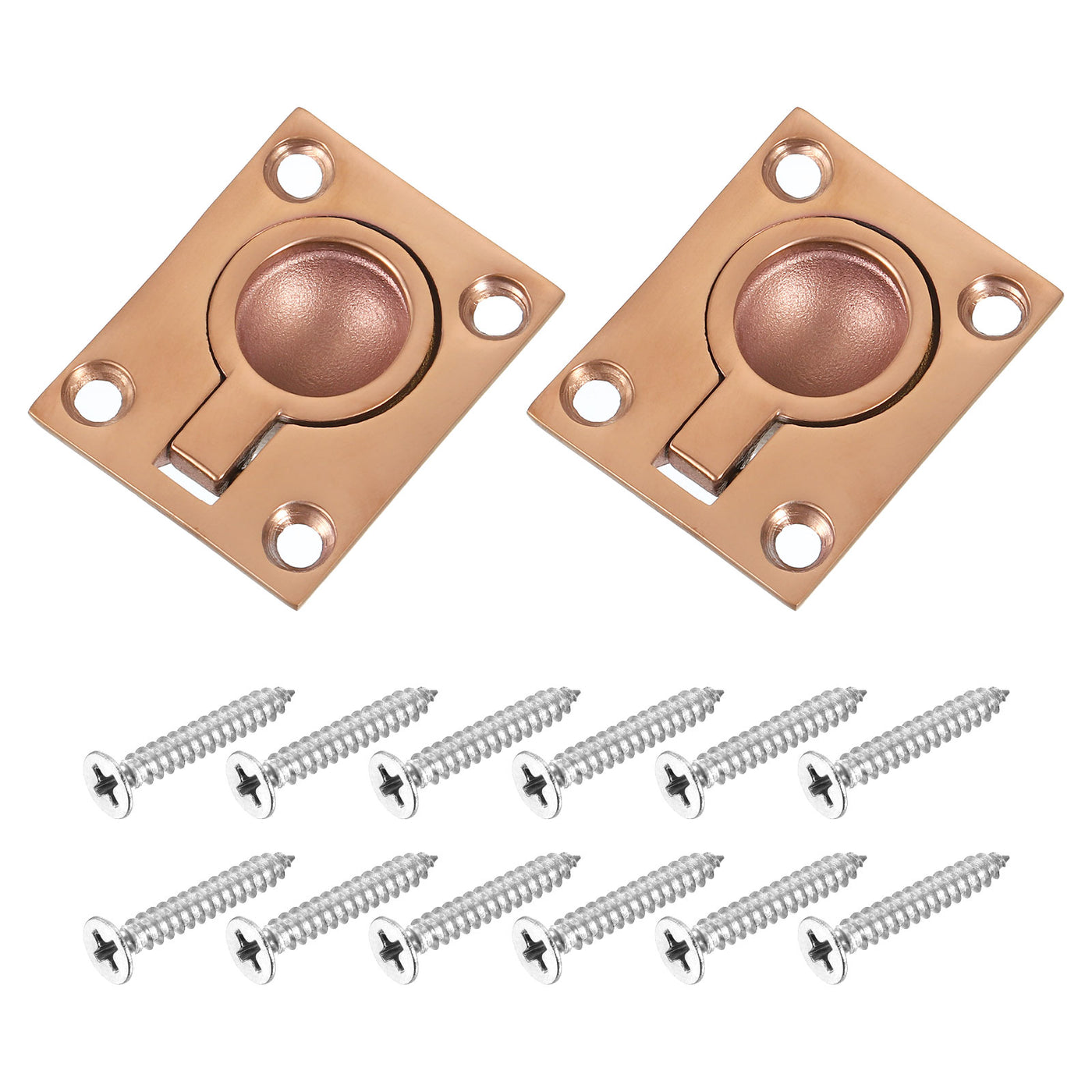 uxcell Uxcell 2Pcs Flush Ring Pull, 1.89"x1.5" Square Recessed Door Pull with Screws, Bronze