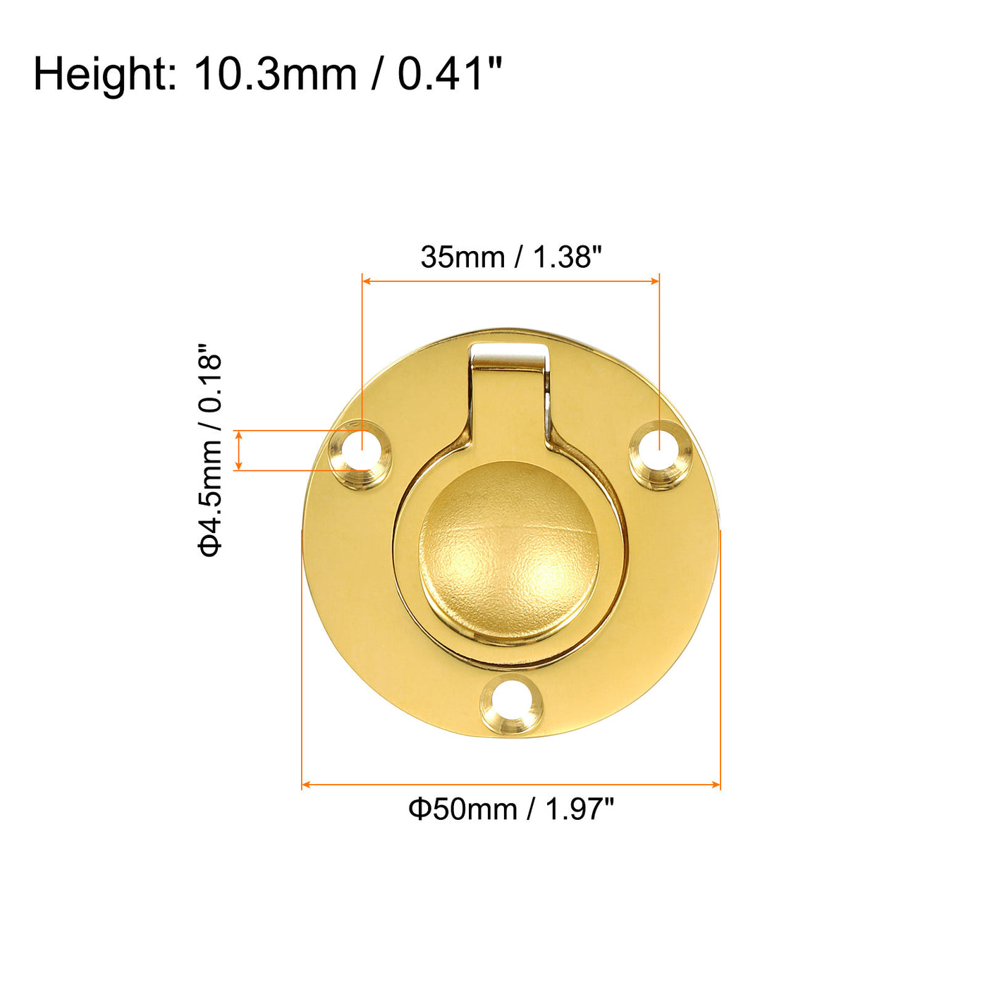 uxcell Uxcell Flush Ring Pull, 1.97"x1.97" Round Recessed Door Pull with Screws, Brass