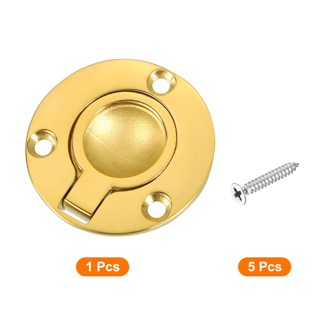 uxcell Uxcell Flush Ring Pull, 1.97"x1.97" Round Recessed Door Pull with Screws, Brass