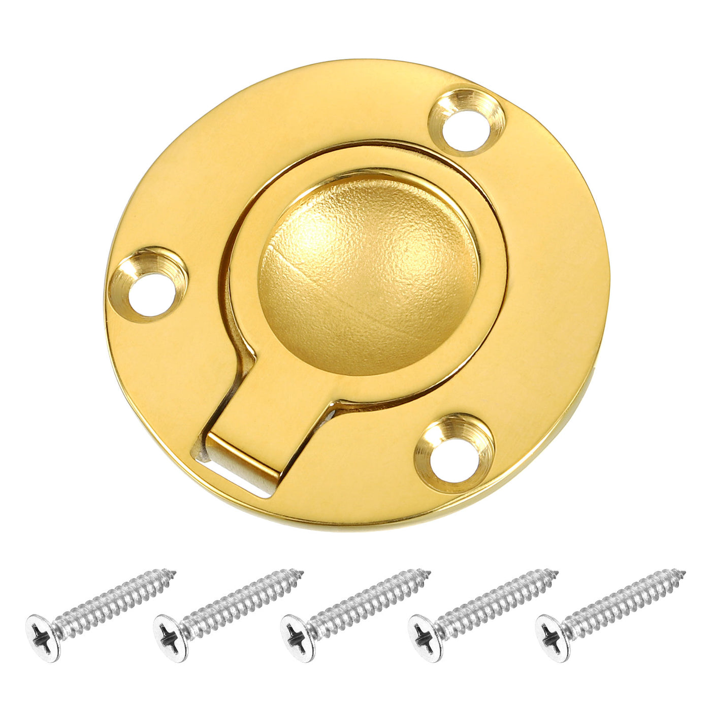 uxcell Uxcell Flush Ring Pull, 1.97"x1.97" Round Recessed Door Pull with Screws, Brass