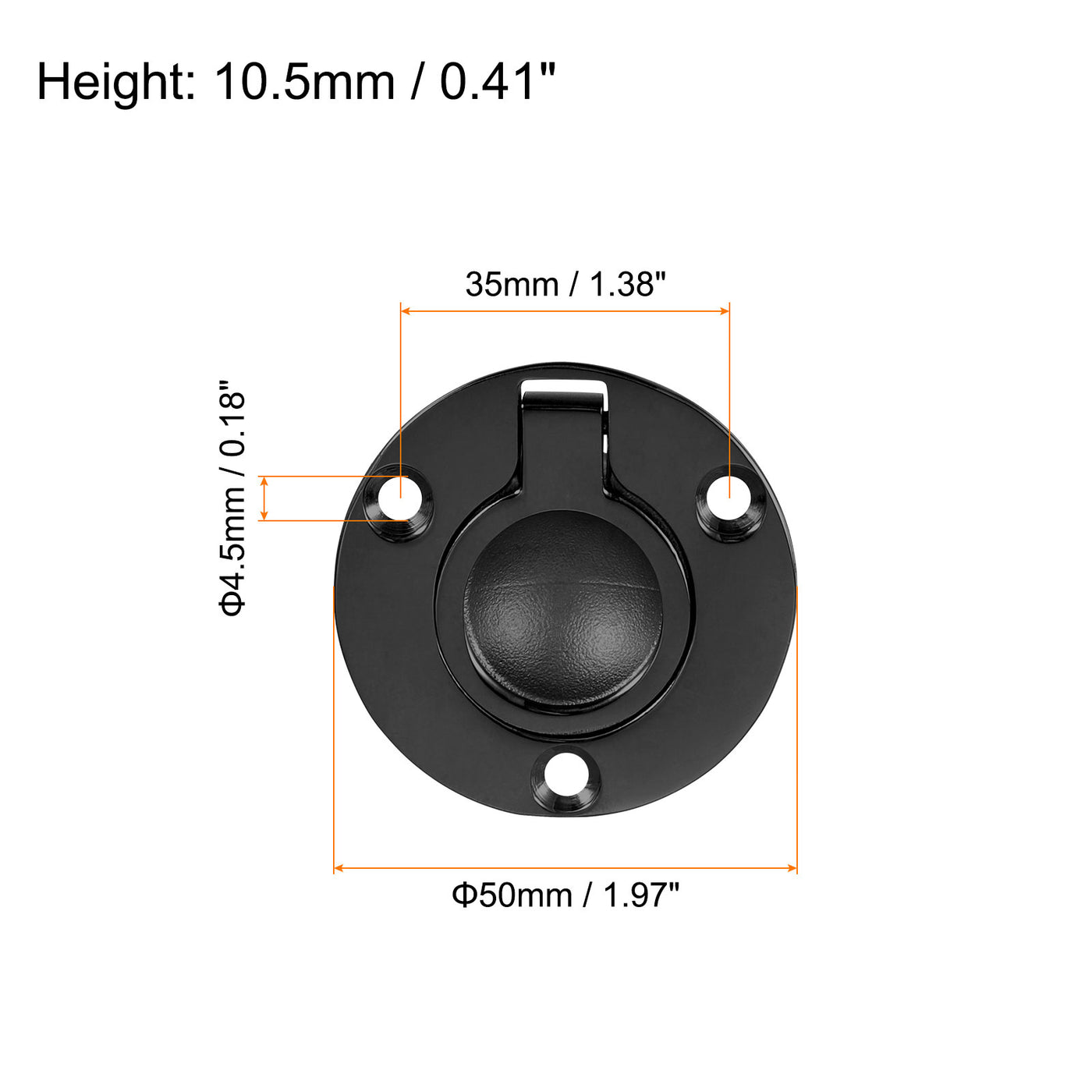 uxcell Uxcell 4Pcs Flush Ring Pull, 1.97"x1.97" Round Recessed Door Pull with Screws, Black